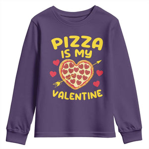 Pizza Is My Valentine Valentines Day Heart Pepperoni Lover Youth Sweatshirt TS10 Purple Print Your Wear