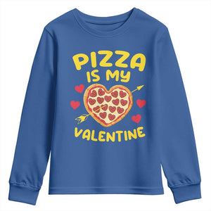 Pizza Is My Valentine Valentines Day Heart Pepperoni Lover Youth Sweatshirt TS10 Royal Blue Print Your Wear