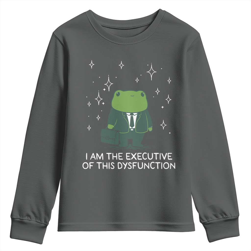 Funny Frog Youth Sweatshirt I Am The Executive Of This Dysfunction TS10 Dark Heather Print Your Wear