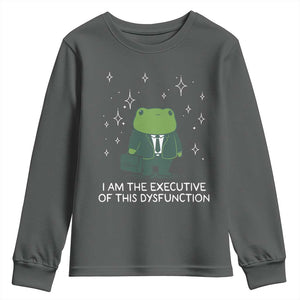 Funny Frog Youth Sweatshirt I Am The Executive Of This Dysfunction TS10 Dark Heather Print Your Wear
