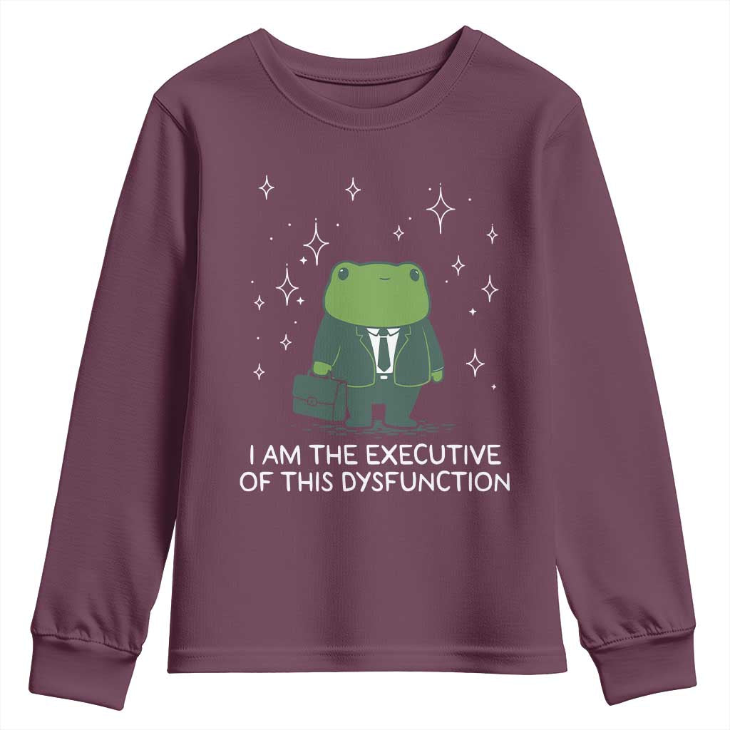 Funny Frog Youth Sweatshirt I Am The Executive Of This Dysfunction TS10 Maroon Print Your Wear