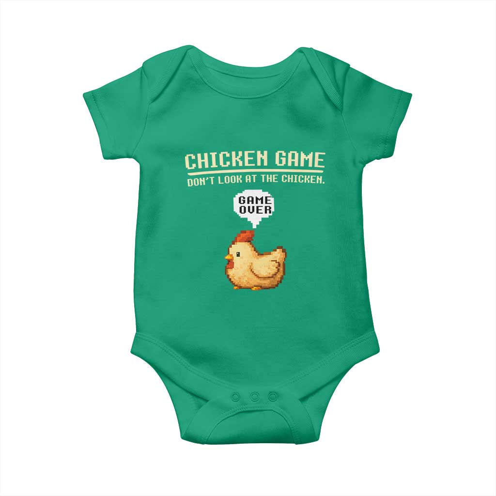 Funny Chicken Baby Onesie Game Dont Look At The Chicken TS10 Irish Green Print Your Wear