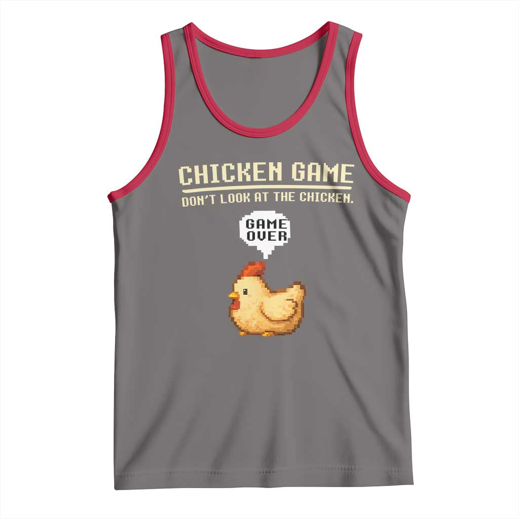 Funny Chicken Tank Top Game Dont Look At The Chicken TS10 Deep Heather Red Print Your Wear