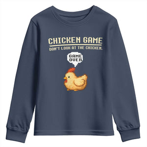 Funny Chicken Youth Sweatshirt Game Dont Look At The Chicken TS10 Navy Print Your Wear