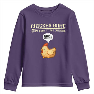 Funny Chicken Youth Sweatshirt Game Dont Look At The Chicken TS10 Purple Print Your Wear