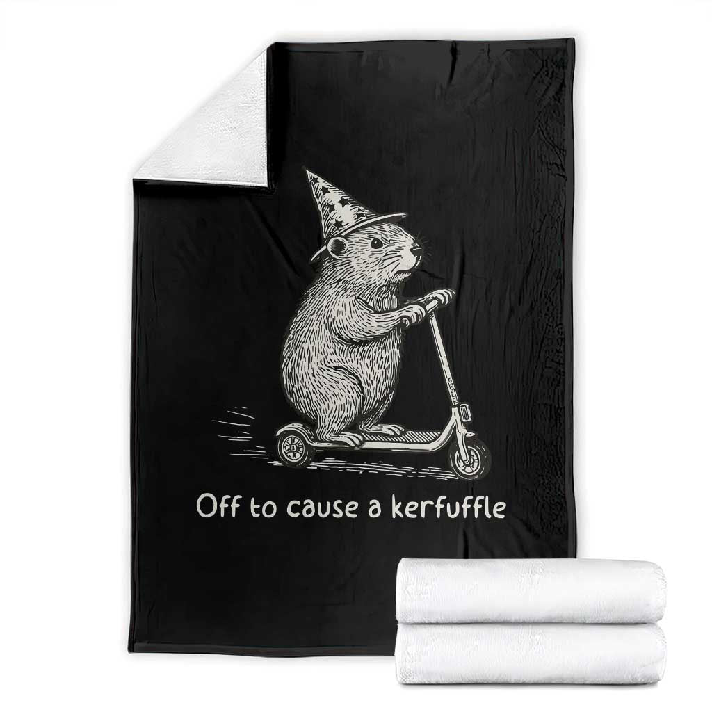 Funny Groundhog Off To Cause A Kerfuffle Throw Blanket TS10 Black Print Your Wear