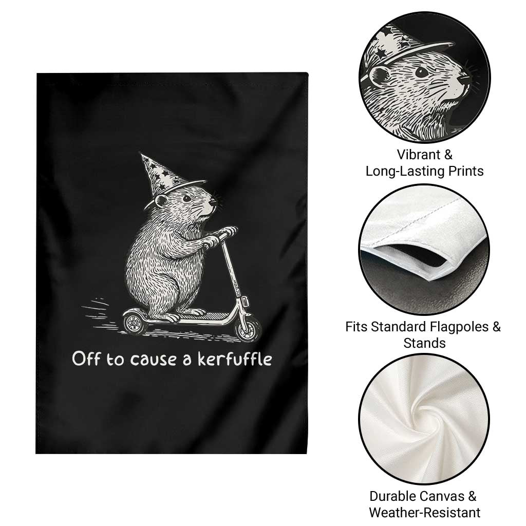Funny Groundhog Off To Cause A Kerfuffle Garden Flag TS10 Print Your Wear