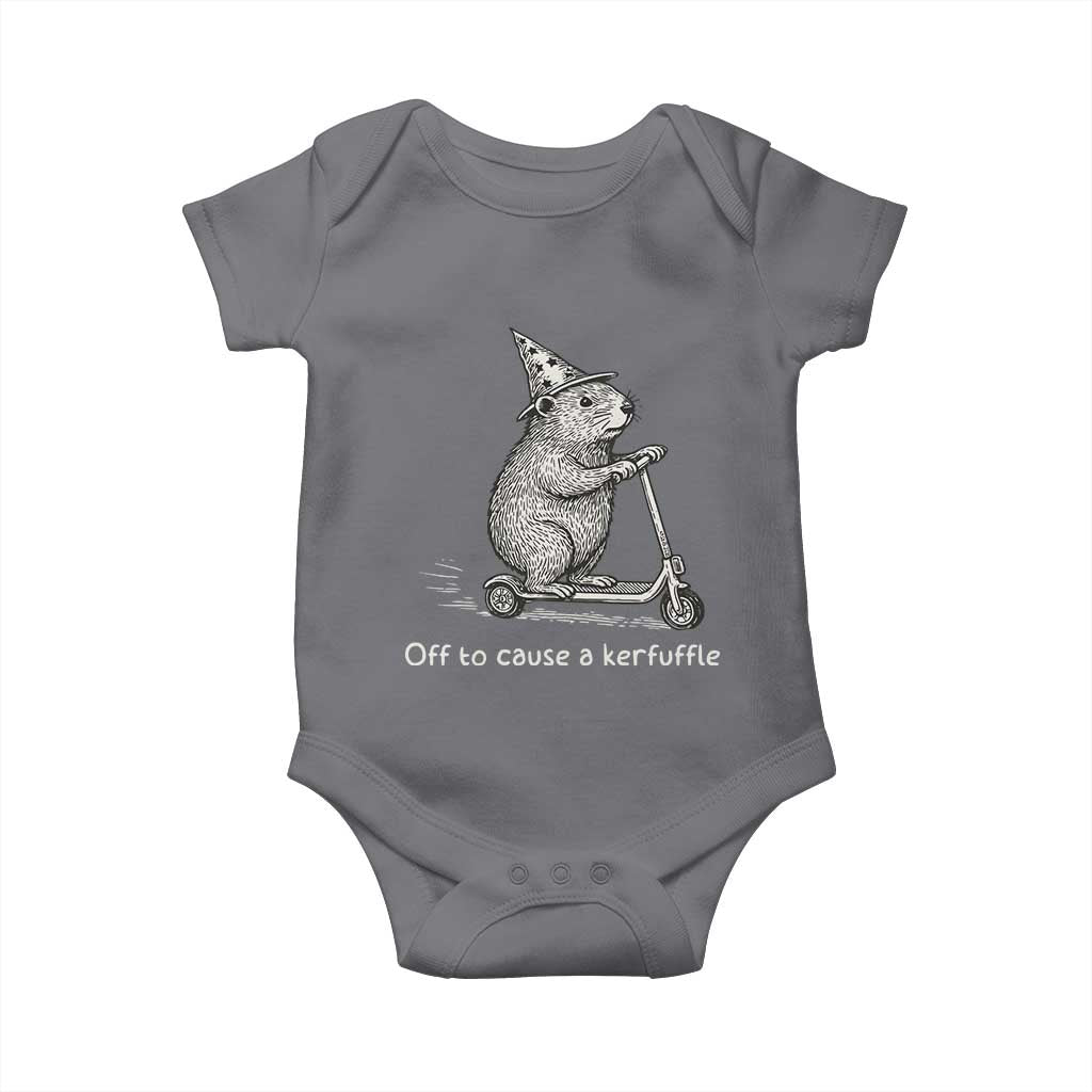 Funny Groundhog Off To Cause A Kerfuffle Baby Onesie TS10 Charcoal Print Your Wear