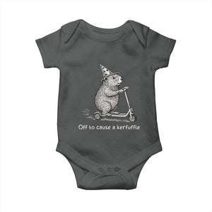 Funny Groundhog Off To Cause A Kerfuffle Baby Onesie TS10 Dark Heather Print Your Wear