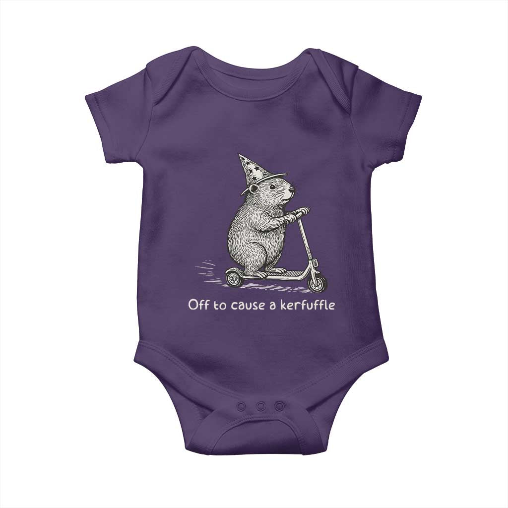 Funny Groundhog Off To Cause A Kerfuffle Baby Onesie TS10 Purple Print Your Wear