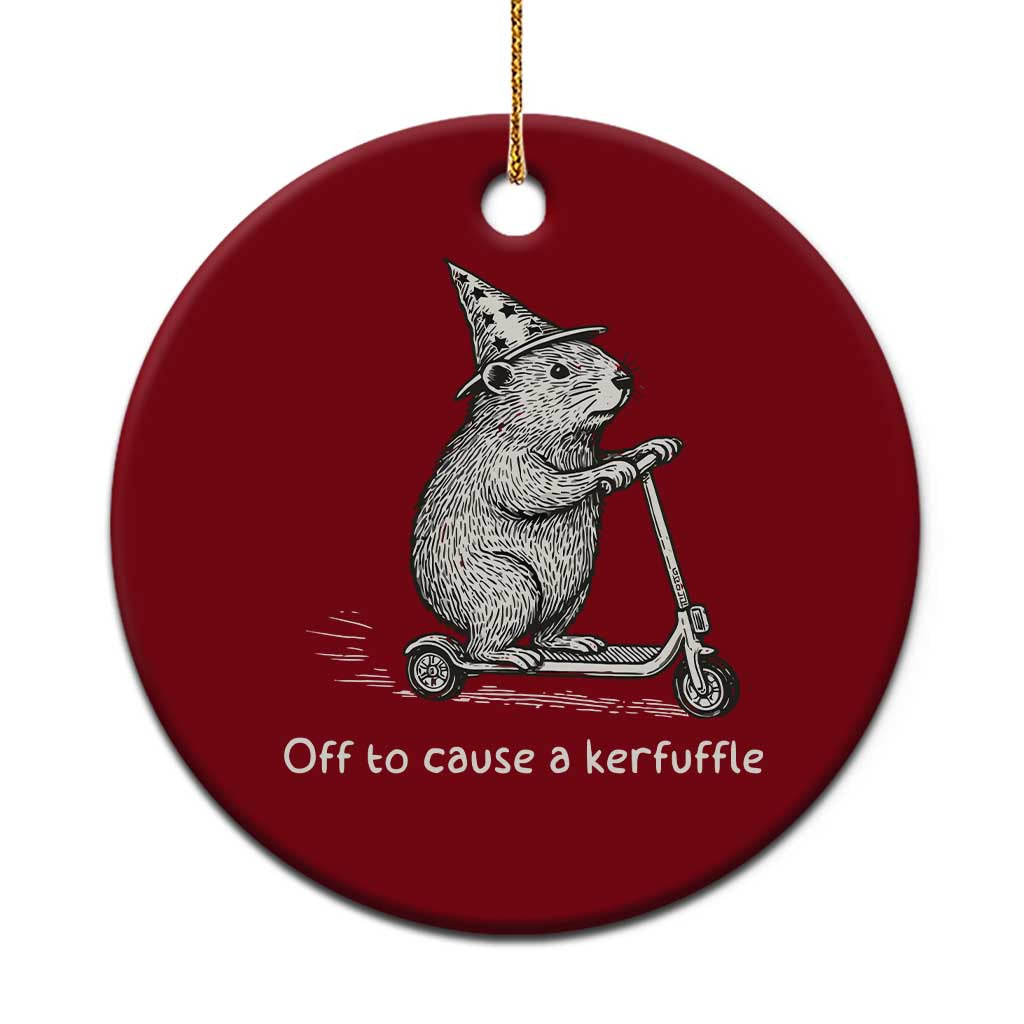 Funny Groundhog Off To Cause A Kerfuffle Ceramic Ornament TS10 1pc Red Print Your Wear