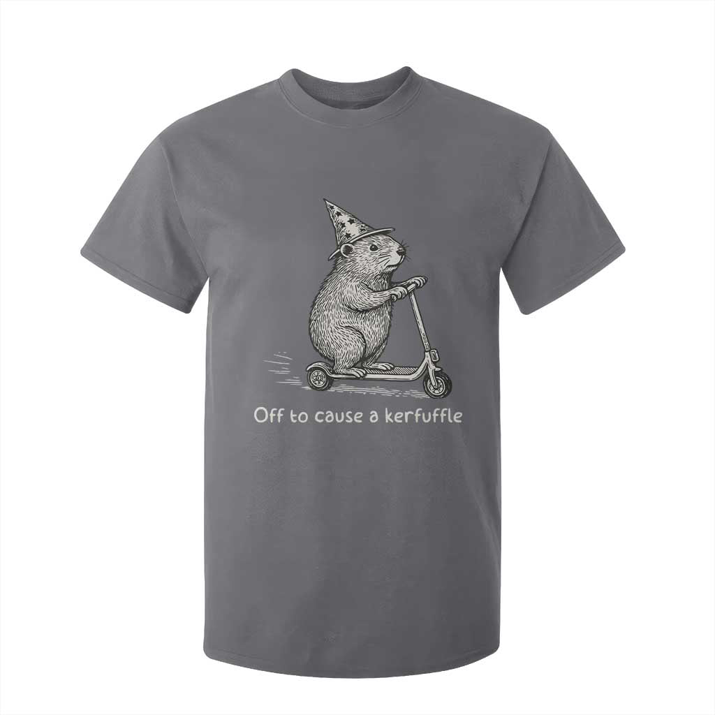 Funny Groundhog Off To Cause A Kerfuffle T Shirt For Kid TS10 Charcoal Print Your Wear