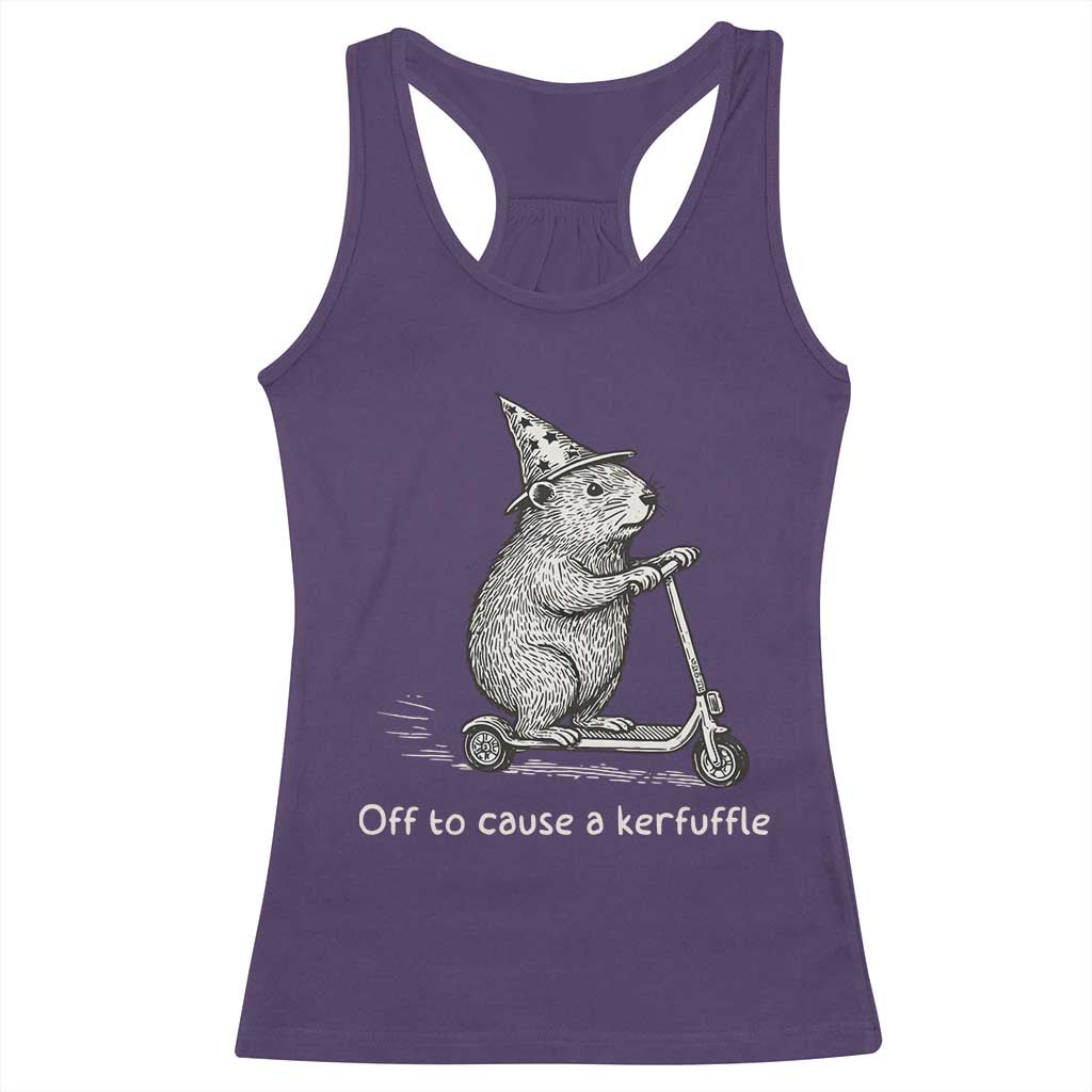 Funny Groundhog Off To Cause A Kerfuffle Racerback Tank Top TS10 Purple Print Your Wear