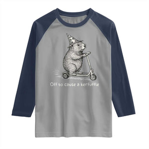 Funny Groundhog Off To Cause A Kerfuffle Raglan Shirt TS10 Sport Gray Navy Print Your Wear