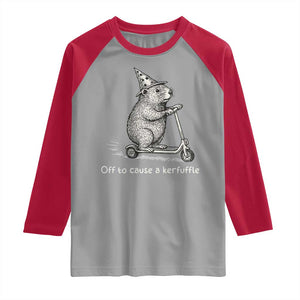 Funny Groundhog Off To Cause A Kerfuffle Raglan Shirt TS10 Sport Gray Red Print Your Wear