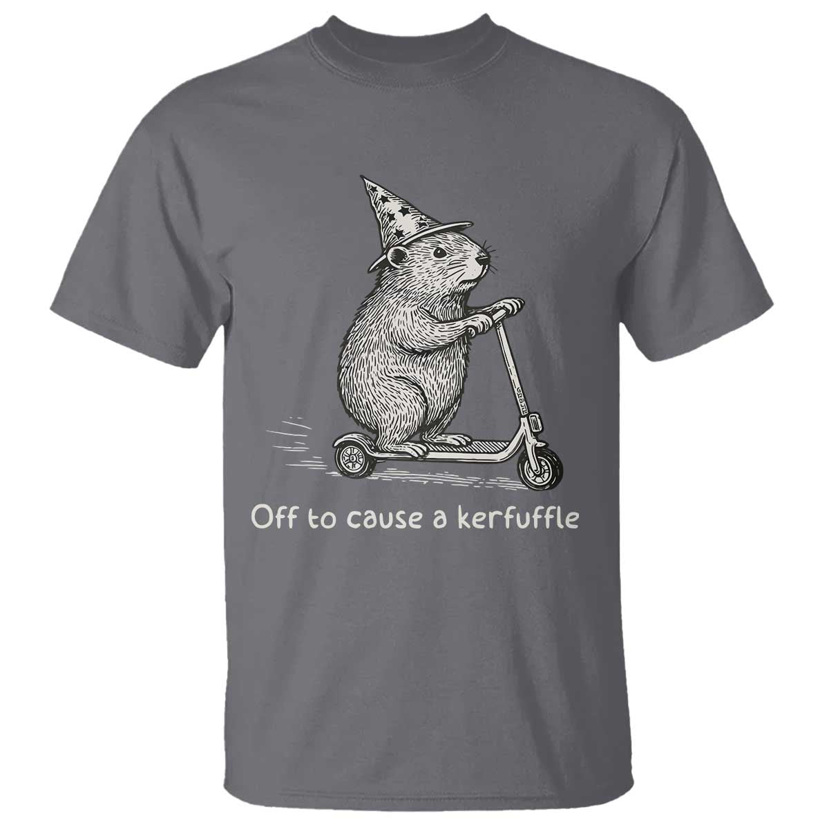 Funny Groundhog Off To Cause A Kerfuffle T Shirt TS10 Charcoal Print Your Wear