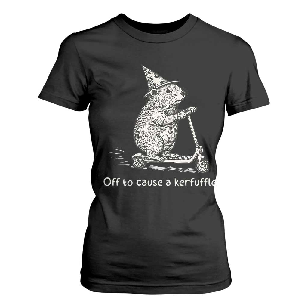 Funny Groundhog Off To Cause A Kerfuffle T Shirt For Women TS10 Black Print Your Wear