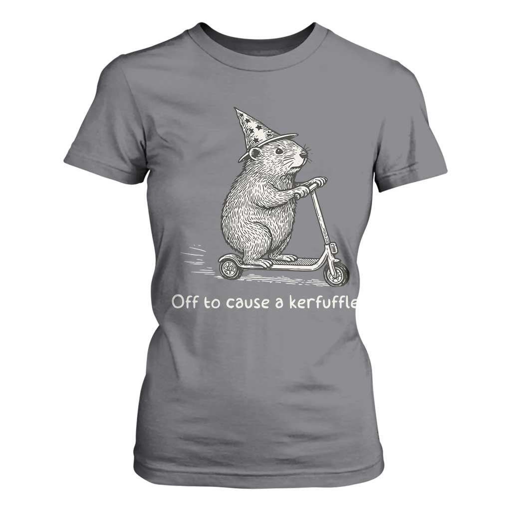 Funny Groundhog Off To Cause A Kerfuffle T Shirt For Women TS10 Charcoal Print Your Wear