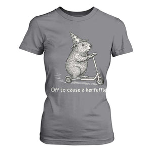 Funny Groundhog Off To Cause A Kerfuffle T Shirt For Women TS10 Charcoal Print Your Wear