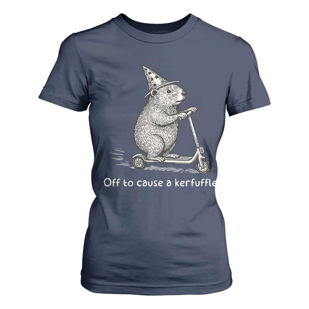 Funny Groundhog Off To Cause A Kerfuffle T Shirt For Women TS10 Navy Print Your Wear