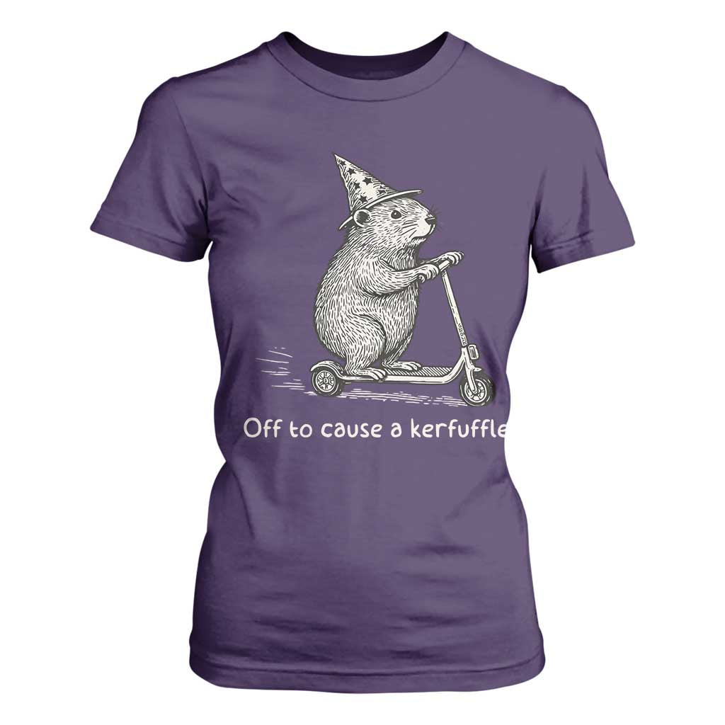 Funny Groundhog Off To Cause A Kerfuffle T Shirt For Women TS10 Purple Print Your Wear