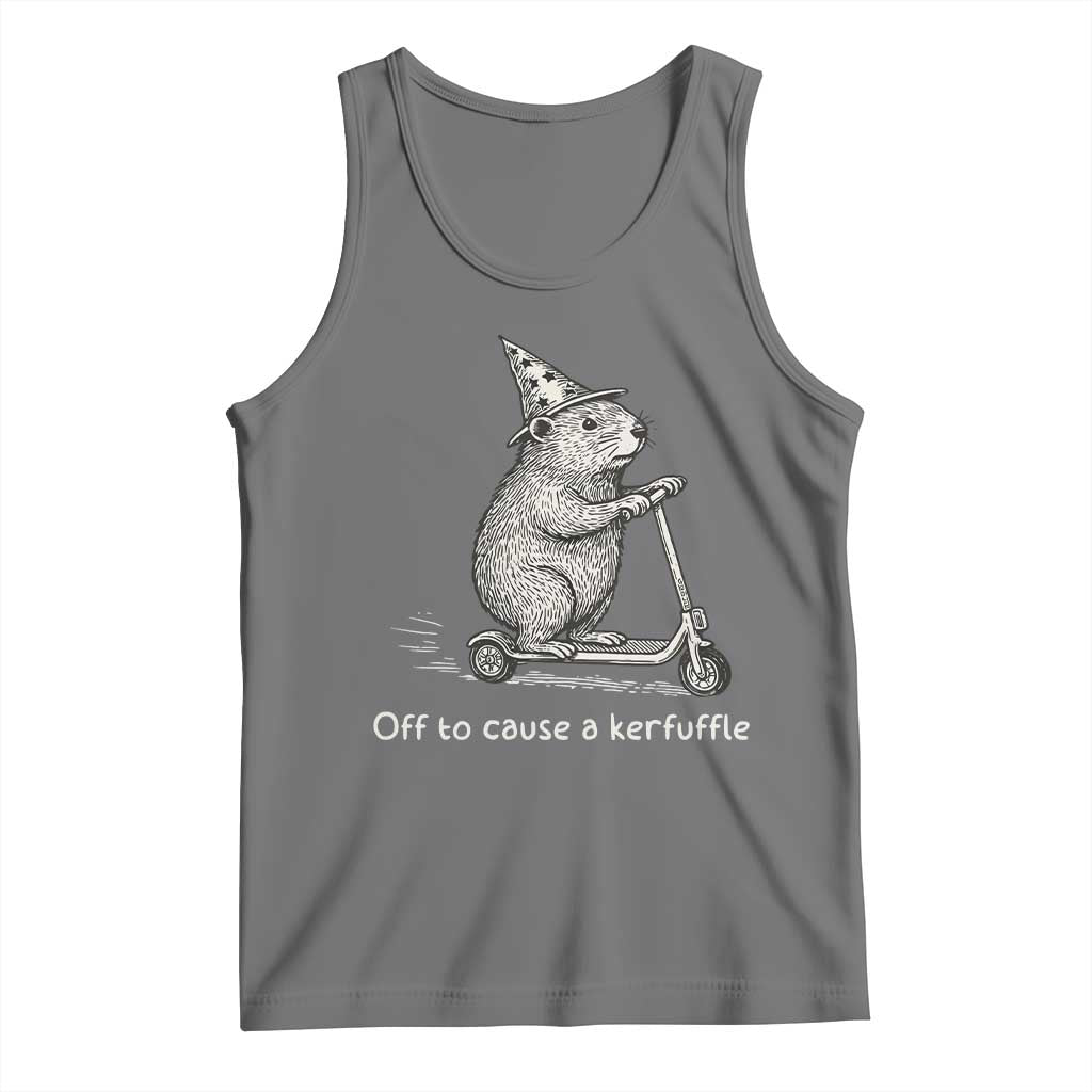 Funny Groundhog Off To Cause A Kerfuffle Tank Top TS10 Black Heather Print Your Wear