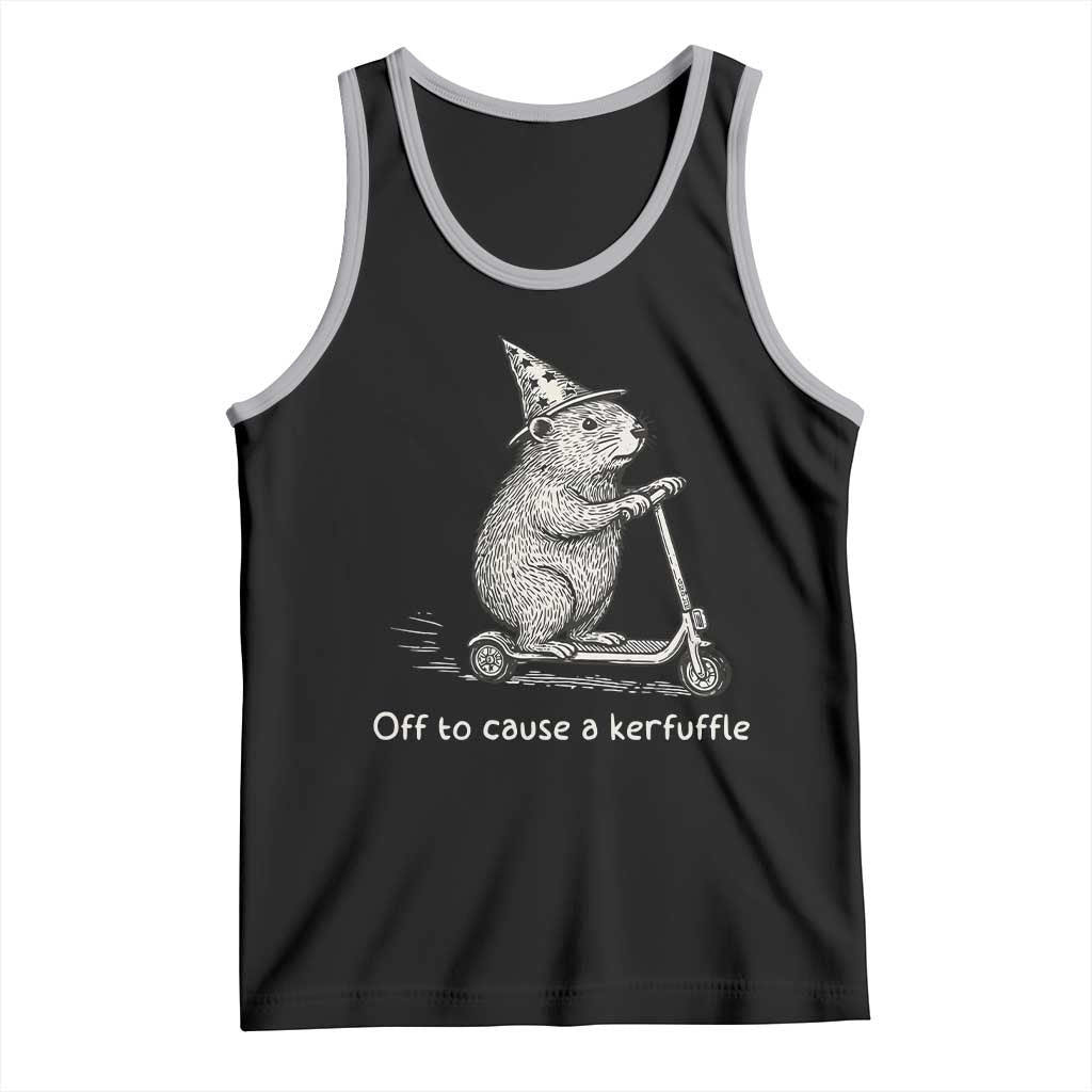 Funny Groundhog Off To Cause A Kerfuffle Tank Top TS10 Black Athletic Heather Print Your Wear