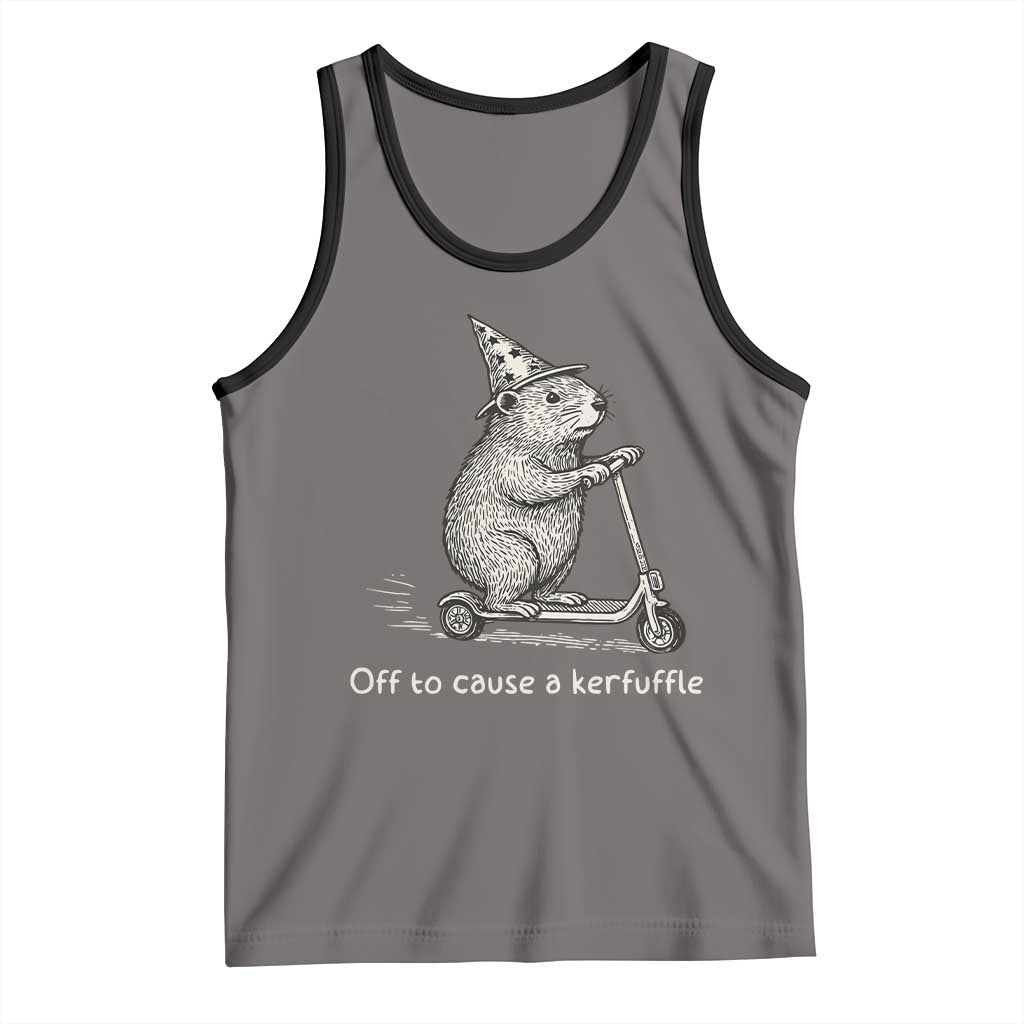 Funny Groundhog Off To Cause A Kerfuffle Tank Top TS10 Deep Heather Black Print Your Wear