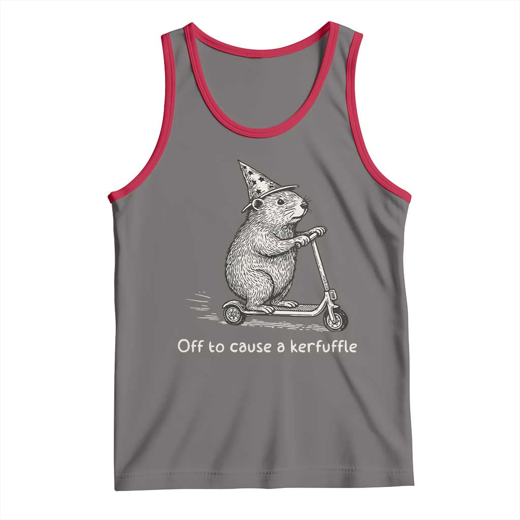 Funny Groundhog Off To Cause A Kerfuffle Tank Top TS10 Deep Heather Red Print Your Wear