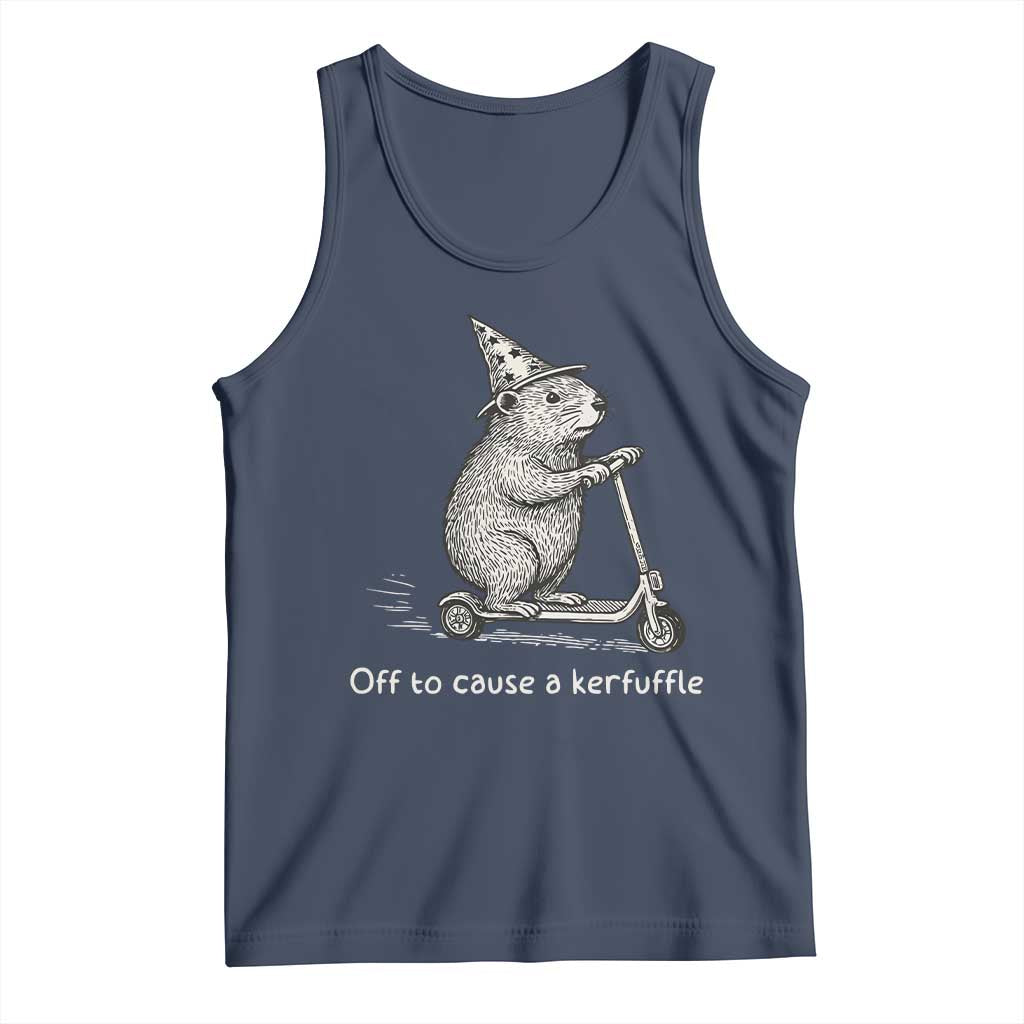Funny Groundhog Off To Cause A Kerfuffle Tank Top TS10 Navy Print Your Wear