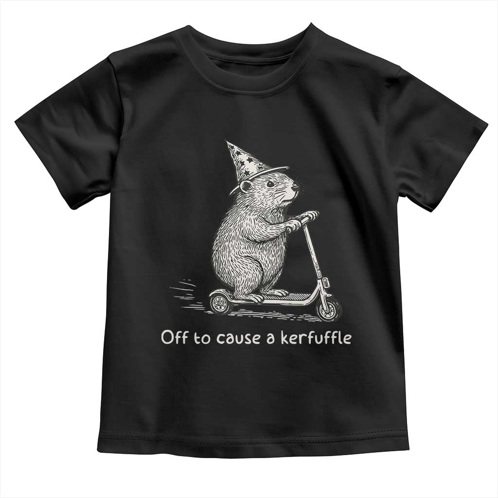 Funny Groundhog Off To Cause A Kerfuffle Toddler T Shirt TS10 Black Print Your Wear