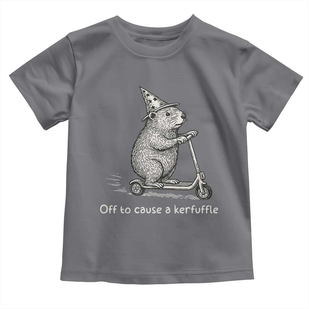 Funny Groundhog Off To Cause A Kerfuffle Toddler T Shirt TS10 Charcoal Print Your Wear