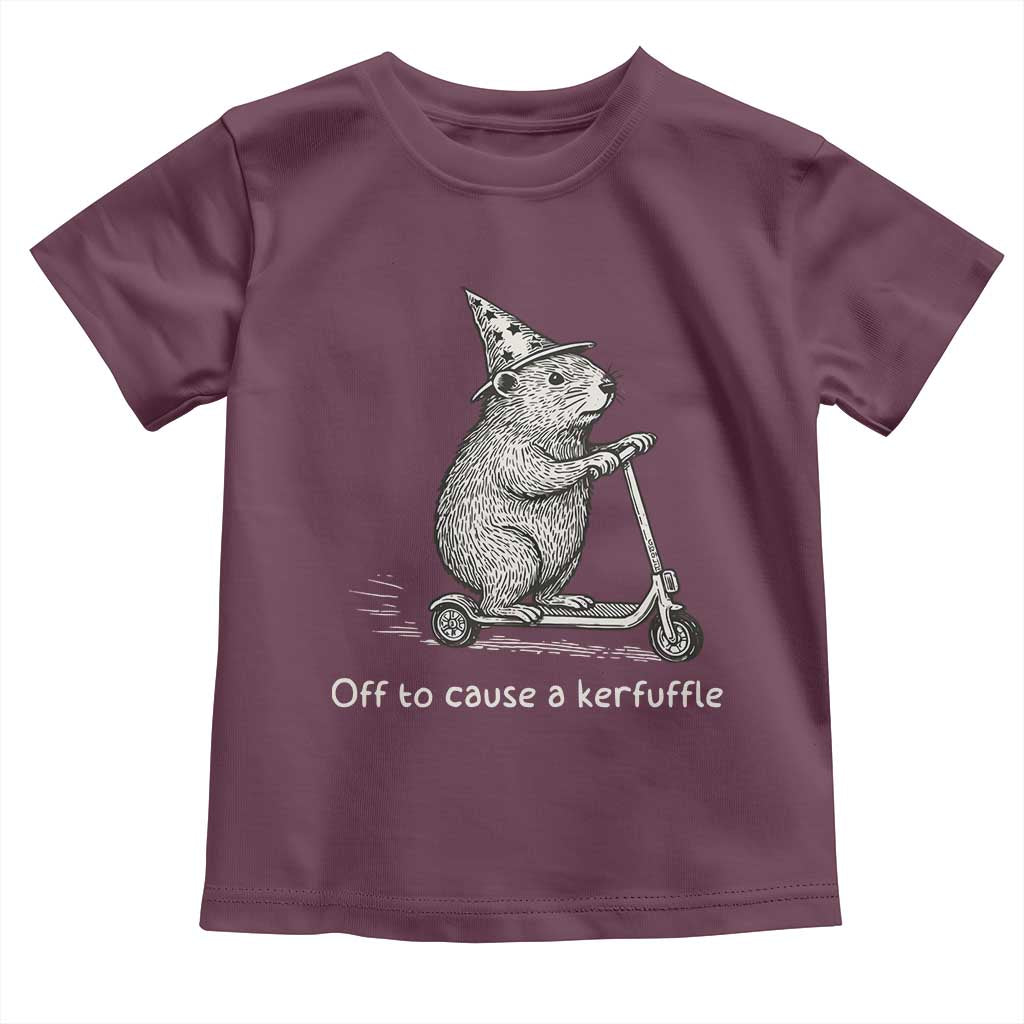 Funny Groundhog Off To Cause A Kerfuffle Toddler T Shirt TS10 Maroon Print Your Wear