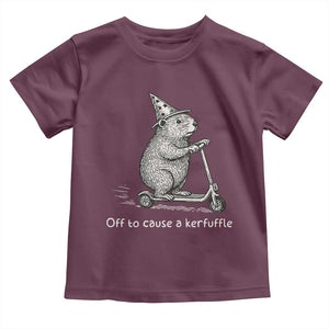 Funny Groundhog Off To Cause A Kerfuffle Toddler T Shirt TS10 Maroon Print Your Wear