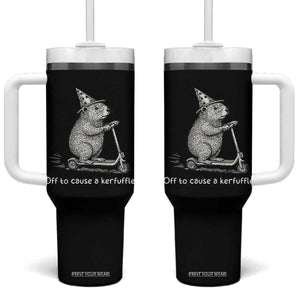 Funny Groundhog Off To Cause A Kerfuffle Tumbler With Handle TS10 One Size: 40 oz Black Print Your Wear