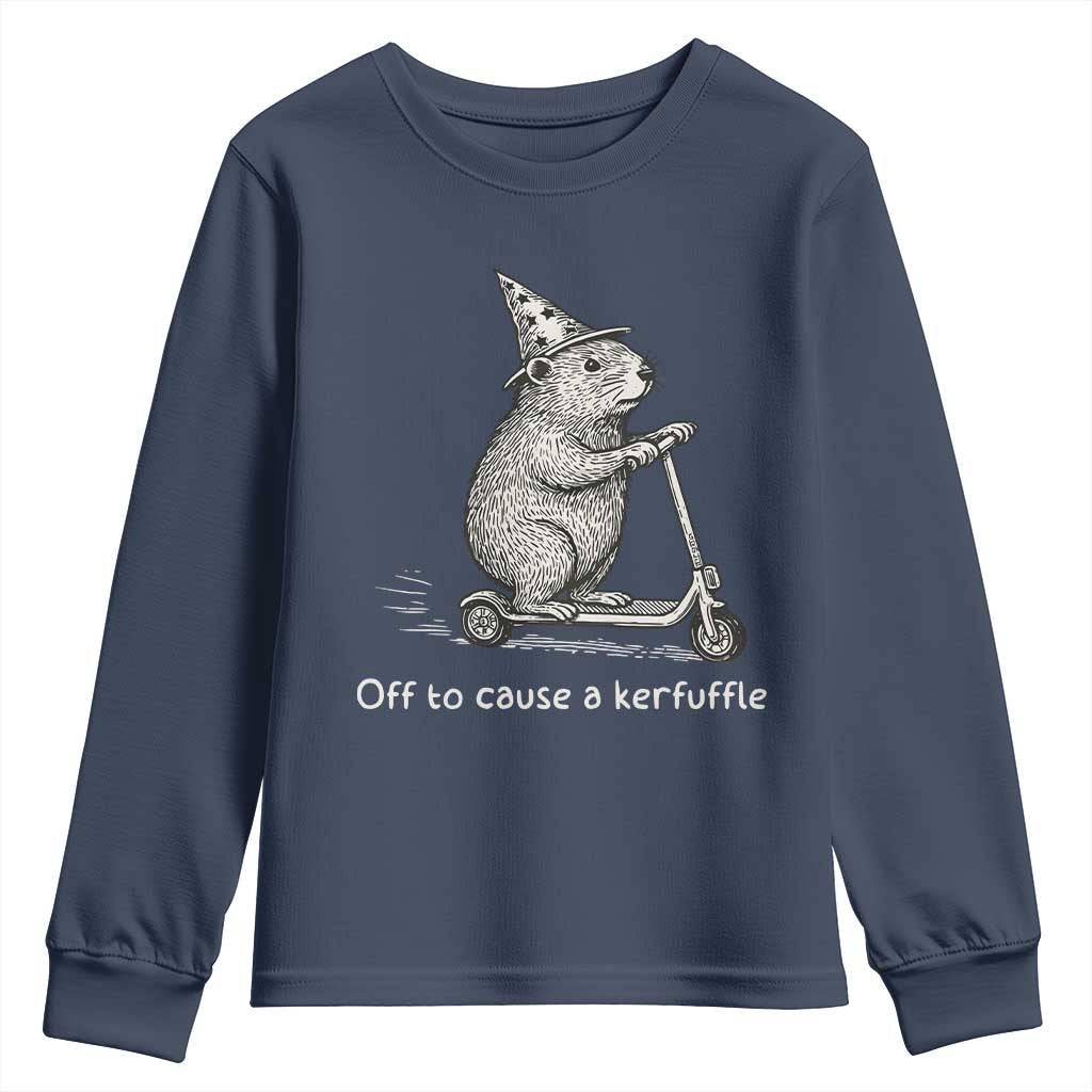 Funny Groundhog Off To Cause A Kerfuffle Youth Sweatshirt TS10 Navy Print Your Wear