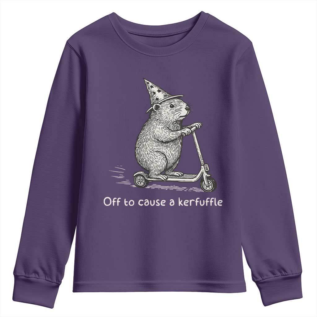 Funny Groundhog Off To Cause A Kerfuffle Youth Sweatshirt TS10 Purple Print Your Wear