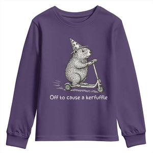 Funny Groundhog Off To Cause A Kerfuffle Youth Sweatshirt TS10 Purple Print Your Wear