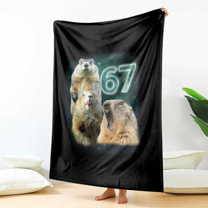 67 Meme Groundhog Throw Blanket Howling At The Moon Funny Six Seven Meme Ground Hog Day TS10 Print Your Wear