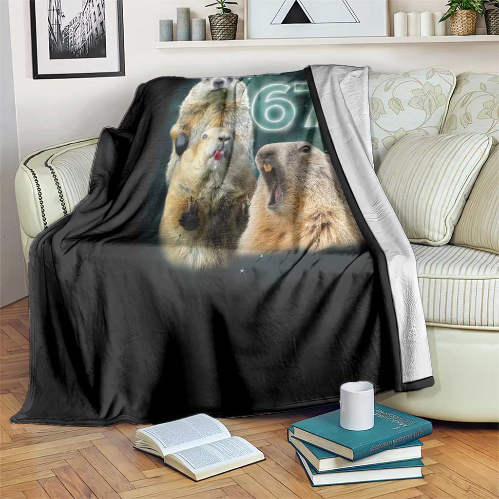 67 Meme Groundhog Throw Blanket Howling At The Moon Funny Six Seven Meme Ground Hog Day TS10 Print Your Wear