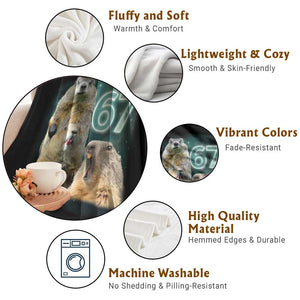 67 Meme Groundhog Throw Blanket Howling At The Moon Funny Six Seven Meme Ground Hog Day TS10 Print Your Wear