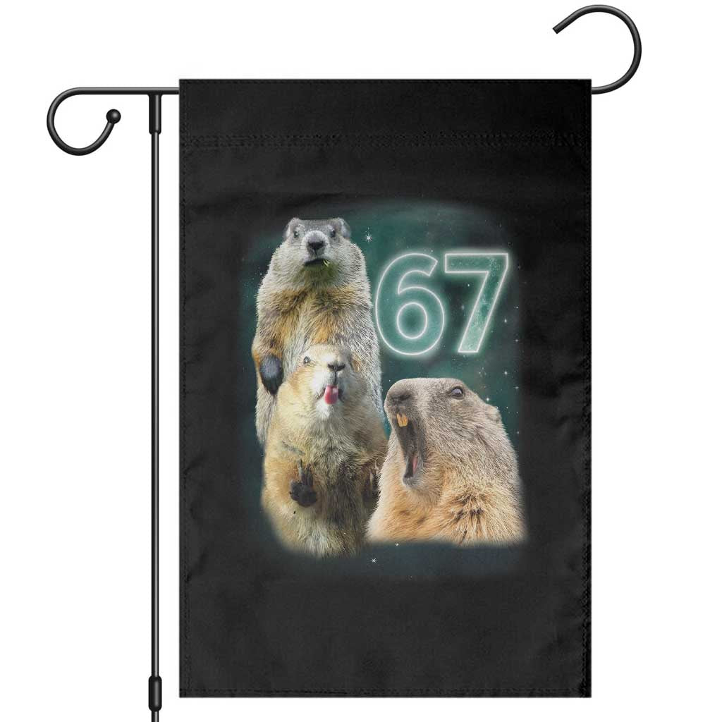 67 Meme Groundhog Garden Flag Howling At The Moon Funny Six Seven Meme Ground Hog Day TS10 Black Print Your Wear