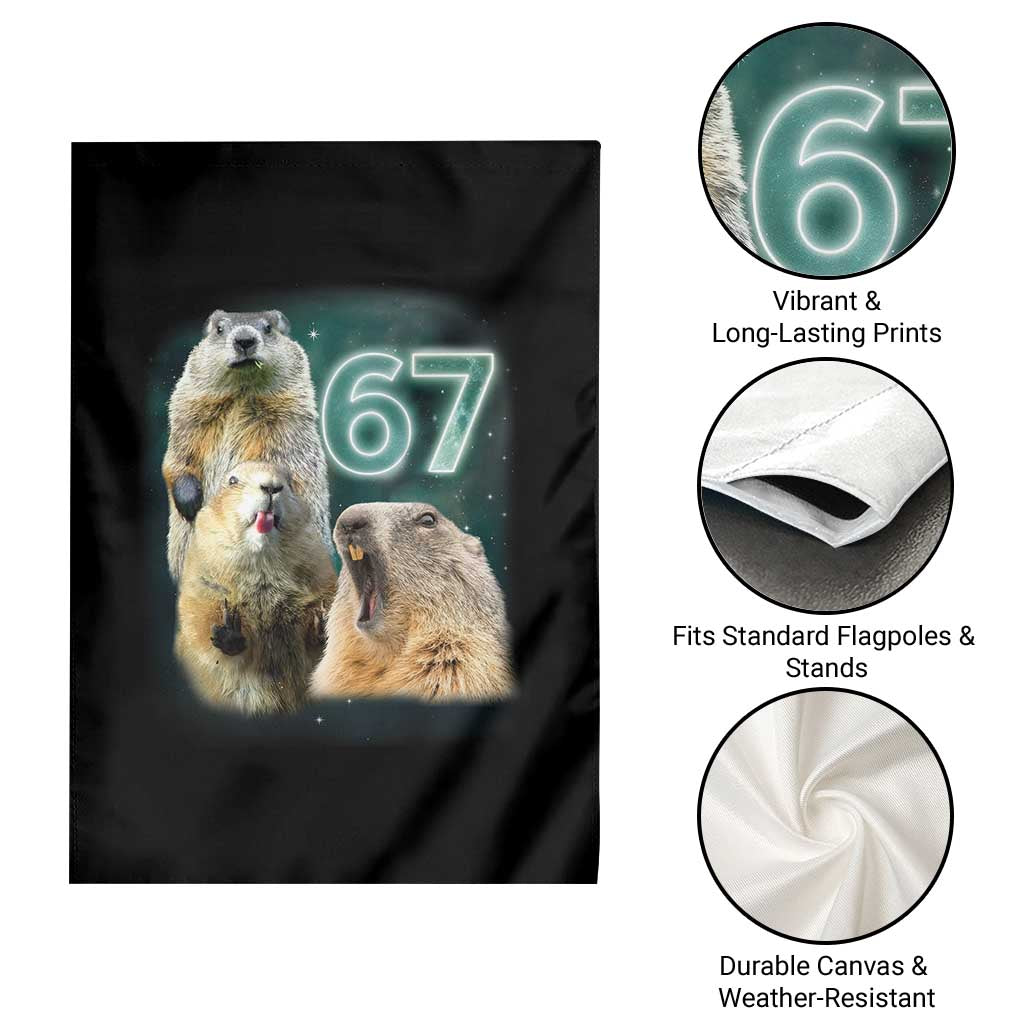 67 Meme Groundhog Garden Flag Howling At The Moon Funny Six Seven Meme Ground Hog Day TS10 Print Your Wear
