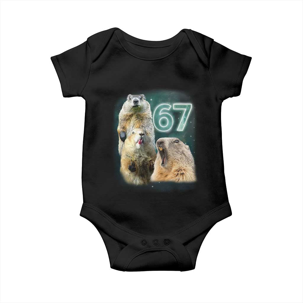 67 Meme Groundhog Baby Onesie Howling At The Moon Funny Six Seven Meme Ground Hog Day TS10 Black Print Your Wear
