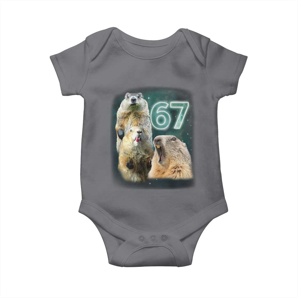 67 Meme Groundhog Baby Onesie Howling At The Moon Funny Six Seven Meme Ground Hog Day TS10 Charcoal Print Your Wear