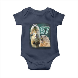 67 Meme Groundhog Baby Onesie Howling At The Moon Funny Six Seven Meme Ground Hog Day TS10 Navy Print Your Wear