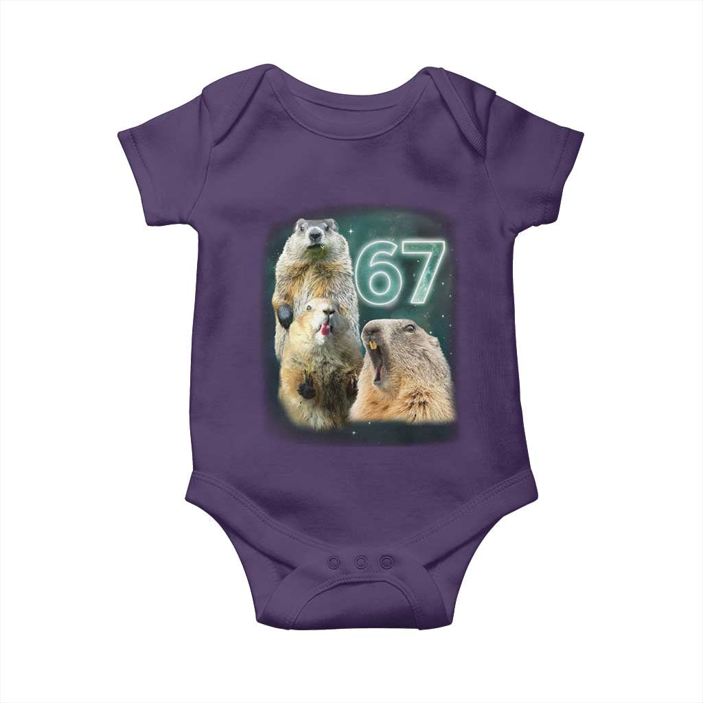 67 Meme Groundhog Baby Onesie Howling At The Moon Funny Six Seven Meme Ground Hog Day TS10 Purple Print Your Wear