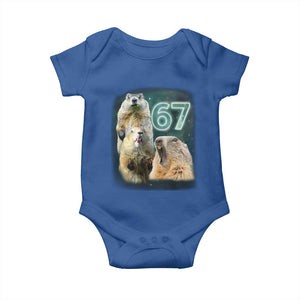 67 Meme Groundhog Baby Onesie Howling At The Moon Funny Six Seven Meme Ground Hog Day TS10 Royal Blue Print Your Wear