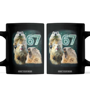 67 Meme Groundhog Coffee Mug Howling At The Moon Funny Six Seven Meme Ground Hog Day TS10 Black Print Your Wear