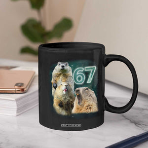 67 Meme Groundhog Coffee Mug Howling At The Moon Funny Six Seven Meme Ground Hog Day TS10 Print Your Wear